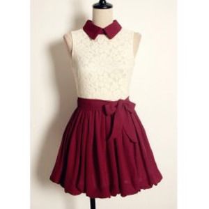Red and lace collared dress