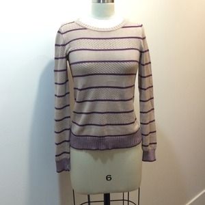 Natural/plum soft knit sweater