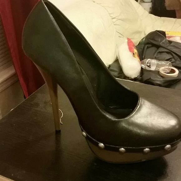 Black Leather Heels - Picture 2 of 2