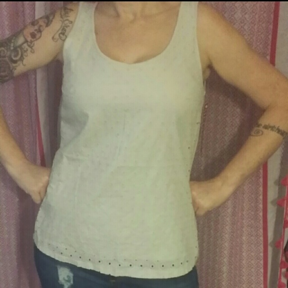Cream eyelet tank