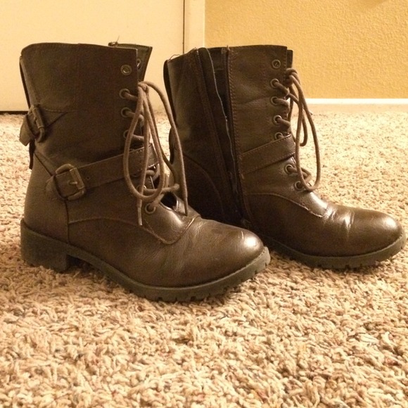 Brown combat boots