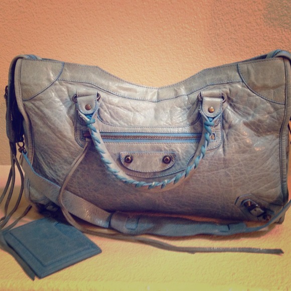 Balenciaga Motorcycle Hangbag, baby blue