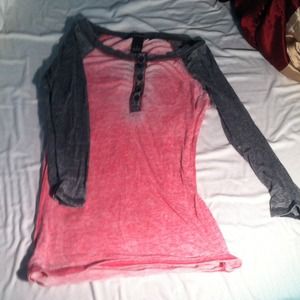 Wet seal pink and grey thin longsleeve
