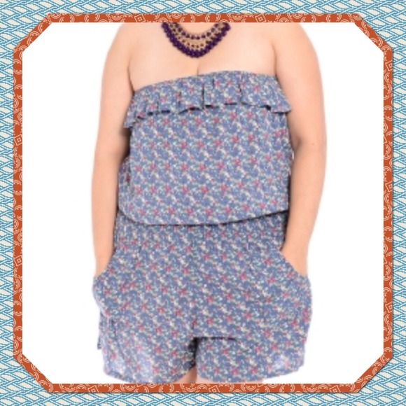 ππH/P BOHO BABE 08/02ππSTRAPLESS FLORAL ROMPER - Picture 2 of 4
