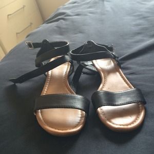 Black ankle tie sandals