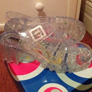 Clear glitter heel  jellies