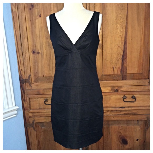 V-neck black cocktail dress
