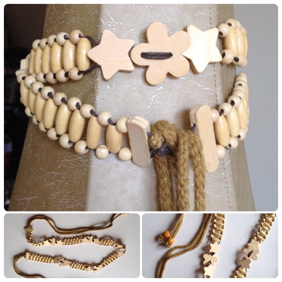 Pretty wooden bead tied belt. New