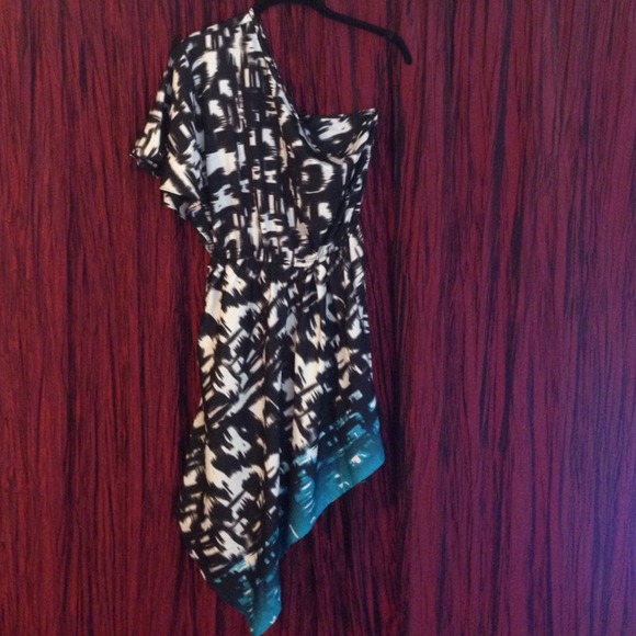 One shoulder black and white ANGIE dress - medium