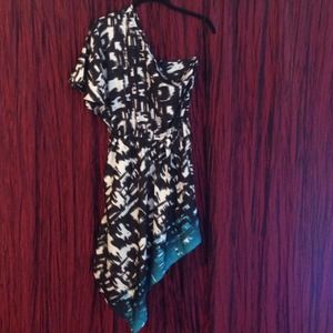 One shoulder black and white ANGIE dress - medium