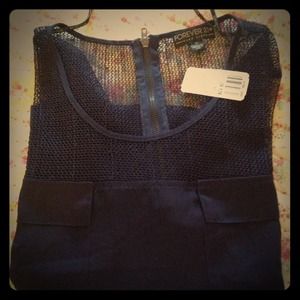 Navy Woven top/ Hi-Lo