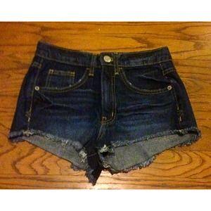 High waisted denim shorts
