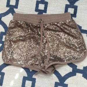 Gold sequin forever 21 jogger shorts, stretch