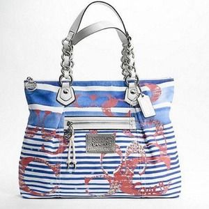 Poppy nautical stripe glam coach purse