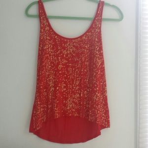 RED AND GOLD SPLATTER LOOSE TANK TOP