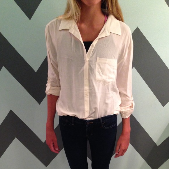 Sheer White Button Up