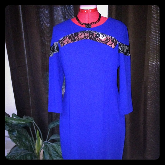 Blue and black lace max and Cleo dress