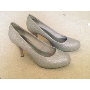 Silver sparkle heels