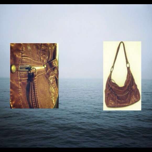 Brown faux leather boho shoulder bag 🌻