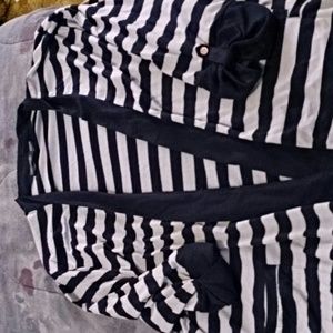 Blue and gray cardigan thin sweater