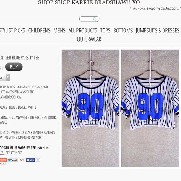 Blue and White Striped Dodger Blue Varsity Tee