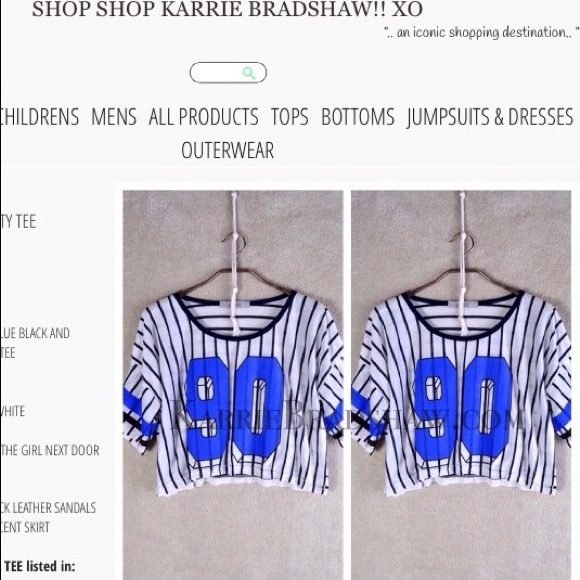 Blue and White Striped Dodger Blue Varsity Tee