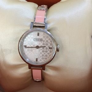 Silver and Pink Coach Watch