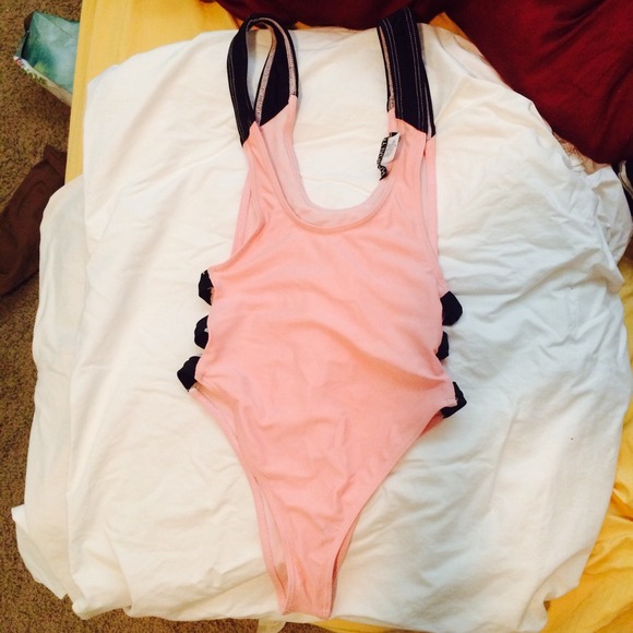 Pink and black one piece