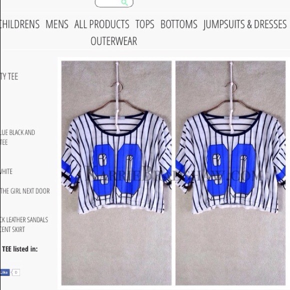 Blue and White Striped Dodger Blue Varsity Tee