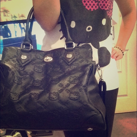 Hello Kitty Black Embossed Satchel Bag