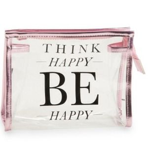 "Think Happy Be Happy" Clear makeup bag