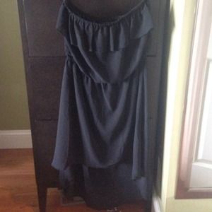 Black strapless high low dress