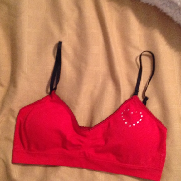 Red and black short cami with studded heart
