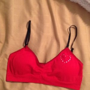 Red and black short cami with studded heart