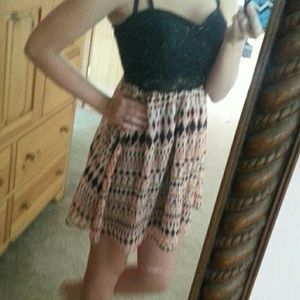 Black, yellow, & pink dress. Great condition.