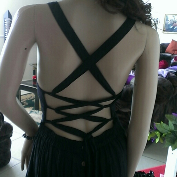 SORRY, SOLD, SOLD. Attractive Halter Black Dress - Picture 3 of 4