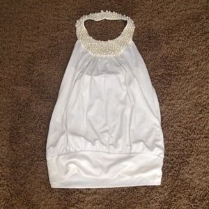 Charlotte Russe pearl embellished halter top