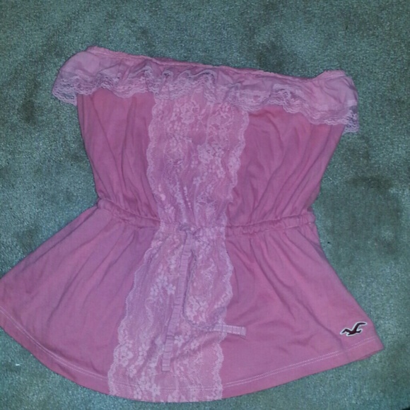 Pink, lace strapless