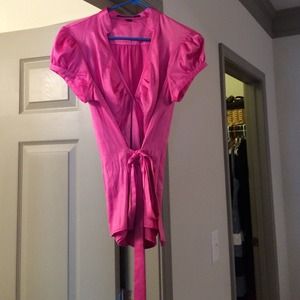 Pink Satin Blouse by Express
