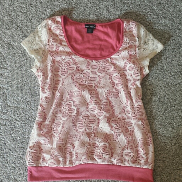 Pink lace floral top