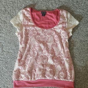 Pink lace floral top