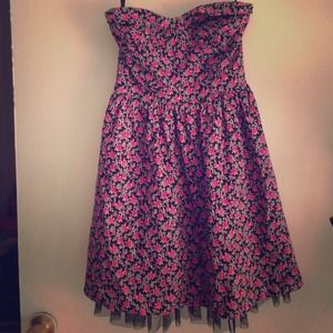 Strapless Floral Dress