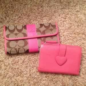 Coach wallet & pink wallet bundle