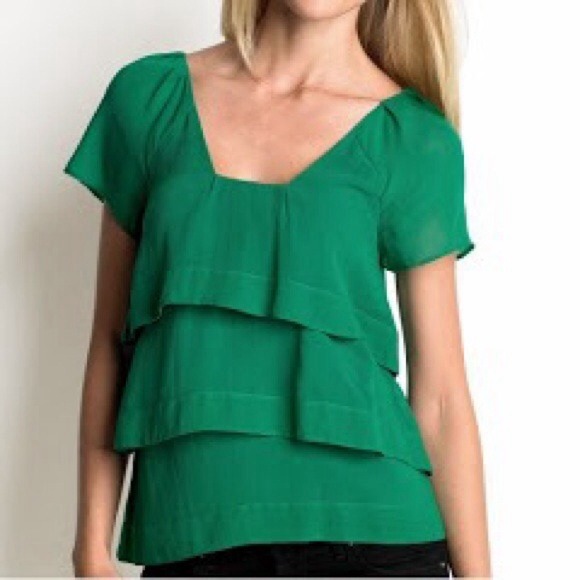 Emerald Banana Republic Silk Top Sz xs - Picture 2 of 3
