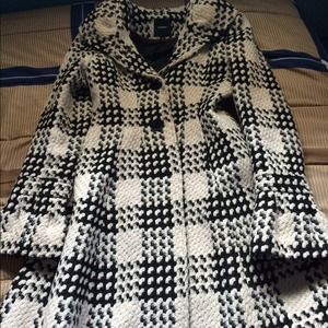 Black and white wool pea coat