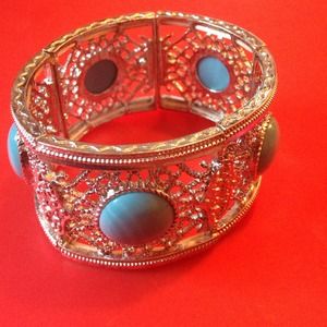 Silver and light blue bracelet