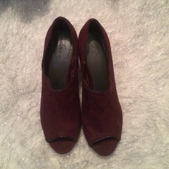Deep Purple/Burgundy Peep Toe Heels