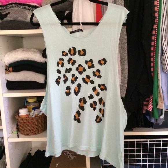 Wildfox Tops - Wildfox Blue Leopard Spots Cut Off Tank