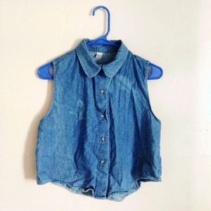 American Apparel Sleevless denim button down