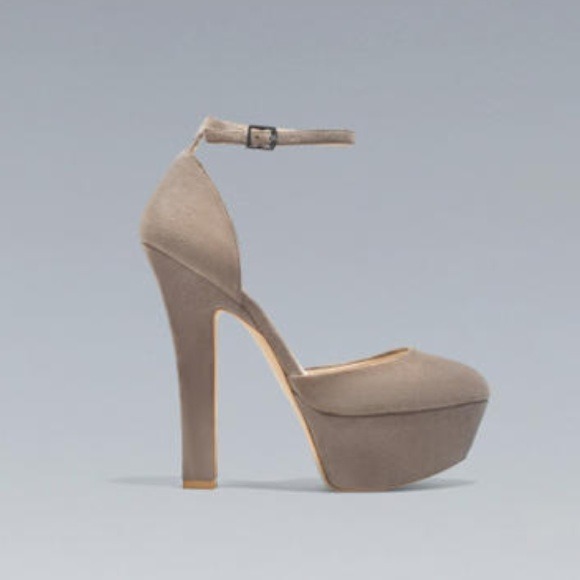 ZARA Vamp Suede Platform with Ankle Strap